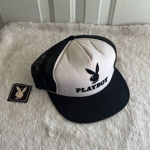 Playboy nwt bunny logo vintage black white trucker hat